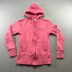 District Threads Hoodie Womens Small Pink French Terry Full Zip Kangaroo Pocket